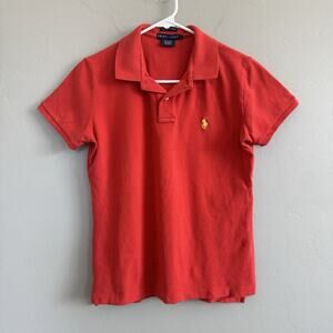 Ralph Lauren Boys Red The Skinny Polo Shirt Size L Yellow Embroidered Pony